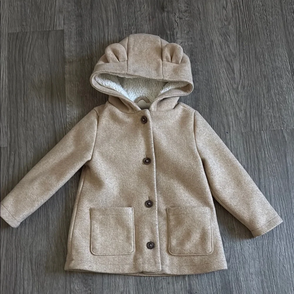 Old Navy Kids Beige Hooded Puffer Jacket